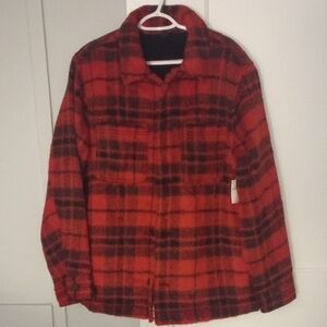 Old Navy Red and Black Checkered Shirt Jacket